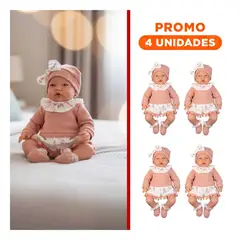 GENERICO - Pack4 Nina Kiki Baby Vestida con Conjunto Rosado para Jugar y Coleccionar 42cm