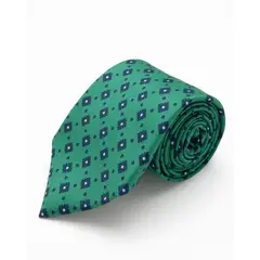 ANDREW'S TIES - CORBATA VERDE CON DISEÑOS AZULES EN FORMA DE ROMBO