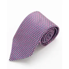 ANDREW'S TIES - CORBATA FUCSIA CON DISEÑO DE CUADROS Y DETALLES MORADOS