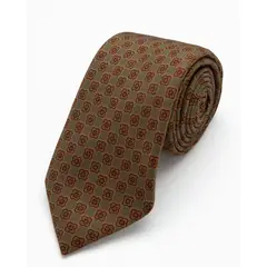 ANDREW'S TIES - CORBATA VERDE CON FLORES MARRONES