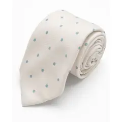 ANDREW'S TIES - CORBATA CREMA PUNTOS GRISES