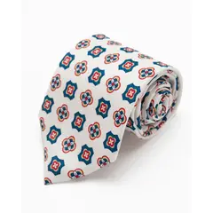 ANDREW'S TIES - CORBATA BLANCO DISEÑOS AZULES