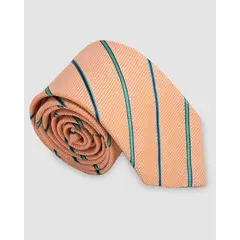 ANDREW'S TIES - Corbata Fondo Rosado Rayas Verdes