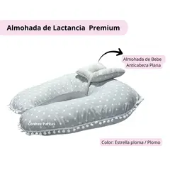 GENERICO - Almohada de Lactancia Premium Estrella Plomo y reverso Plomo