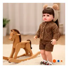 GENERICO - Muñeca Yessy Chompa Short con Accesorio Vincha 55cm en Marrón Y+Ligas Regalo