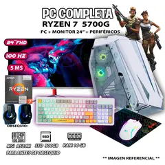 AMD - Computadora Completa Ryzen 7 5700G RAM 16GB DISCO SSD 500GB MONITOR 24" FHD