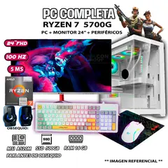 AMD - Computadora Completa Ryzen 7 5700G RAM 16GB DISCO SSD 500GB MONITOR 24" FHD