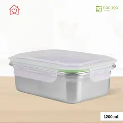 GENERICO - Taper Cybus Click Rectangula Acero Inoxidable Hermético 1200 ml