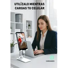 GENERICO - SOPORTE PORTA CELULAR TELÉFONO HOLDER PLEGABLE PORTÁTIL BLANCO