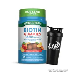 NATURE'S TRUTH - Gomita Biotina 10.000 mcg Biotin Gummies - 50 Gomitas + Shaker