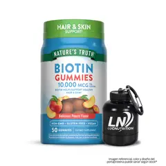 NATURE'S TRUTH - Gomita Biotina 10.000 mcg Biotin Gummies - 50 Gomitas + Portaproteina