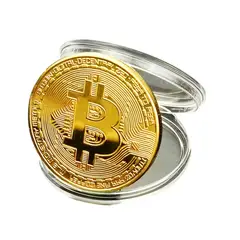 GENERICO - Moneda Bitcoin Coleccionable Conmemorativa con Caja de Regalo
