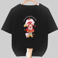 GENERICO - Polo Rosita Fresita Negro Strawberry Shortcake - Talla 4 hasta XL