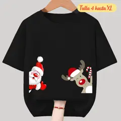 GENERICO - Polos Navidad Algodon Santa y Reno - Tallas 4 hasta XL