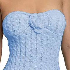 GENERICO - Vestido Tirantes Rosa Ross 359G-26 Hilo Tacto Color Celeste