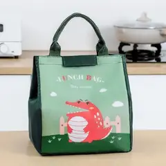 GENERICO - Bolsa Térmica Portátil Verde con Diseño de Animales