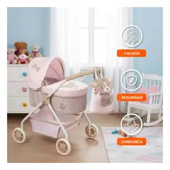 GENERICO - Coche de Muñeca 3 en 1 Didi Plegable Multifunción de Rosado Beige