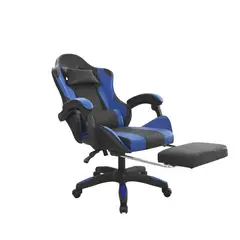 BONNO - Silla Gamer Byd Negro Azul Reclinable con Reposapiés