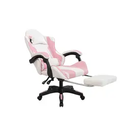 BONNO - Silla Gamer con Reposapiés BYD Blanco/Rosa