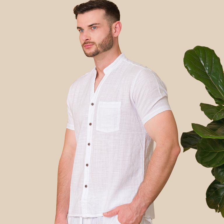 Camisa Blanca Manga Corta Hombre