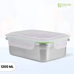 GENERICO - Taper Cybus Click Rectangula Acero Inoxidable Hermético 1200 ml