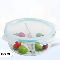 GENERICO - Taper Refractario Redondo de Vidrio Dos Divisiones Hermético 950 ml