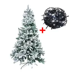 INSPIRA - Árbol de Navidad Nevado 1.80 m con Luces de 200 Focos de Regalo