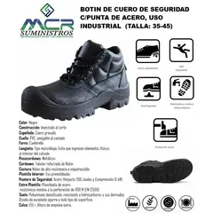 GENERICO - BOTIN DE CUERO DE SEGURIDAD CPUNTA DE ACERO USO INDUSTRIAL TALLA 35-45