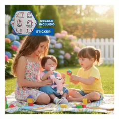 GENERICO - Bebe Muñeca Niña 48cm con Traje Rosado y Sombrero Suave Y+Regalo Sticker