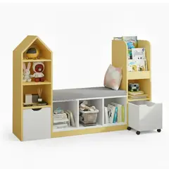 DIBA MUEBLES - Estante Organizador con Asiento Infantil Kiame Amarillo