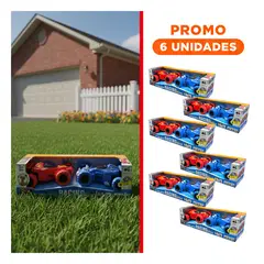 GENERICO - Pack6 Juego de 2 Carros Deportivos con Movimiento Rapido y Rotación Rojo y Azul