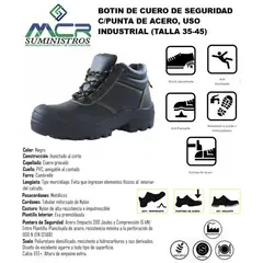 GENERICO - BOTIN DE CUERO DE SEGURIDAD CON PUNTA DE ACERO USO INDUSTRIAL TALLA 35-45