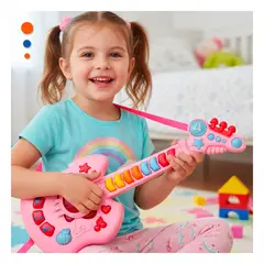 GENERICO - Juguete Interactivo Guitarra Manzana Fucsia con Luces y Teclas Sonoras Y+Ligas Regalo