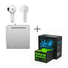 MONSTER - Combo Audífonos Bluetooth Gamer XKT17 Silver + Parlante X1