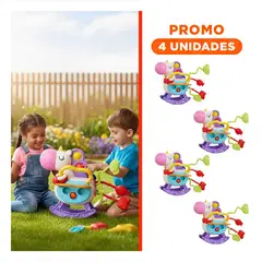 GENERICO - Pack4 Unicornio de Estimulacion Temprana con Cuerdas y Botones Pop