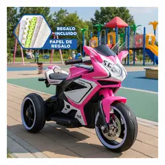 GENERICO - Trimoto Electrica Rosada para Ninos de 3 a 8 Anos para Estimular la Coordinacion Y+Papel Regalo