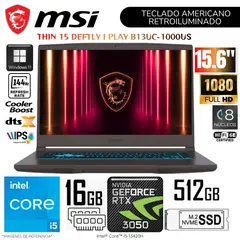 MSI - Laptop Thin 15 B13UC Intel Core i5-13420H 16GB RAM 512GB SSD RTX 3050-4GB 15.6" FHD 144Hz