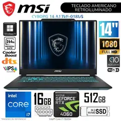 MSI - Laptop CYBORG 14 A1VF Intel Core i7-13620H 16GB RAM 512GB SSD RTX 4060-8GB 14" FHD 144Hz
