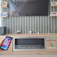 BIOCALOR - Chimenea SMART Empotrable Bioetanol Inoxidable 100x45 Estufa Ecológica 35mts2