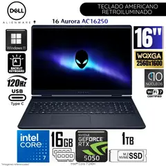 DELL - Laptop ALIENWARE 16 Aurora Intel Core 7 240H 16GB DDR5 RAM 1TB SSD RTX 5050-8GB 16" WQXGA