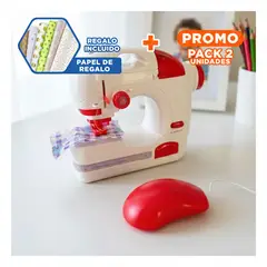 GENERICO - Pack2 Maquina de Coser para Niñas Blanco y Rosado con Accesorios de Tela Y+Papel Regalo