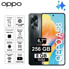 OPPO - Celular A58 67 8GB 256GB 50MP + 2MP - NEGRO