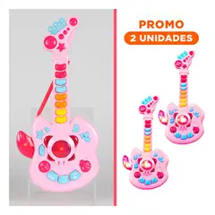GENERICO - Pack2 Guitarra Rosada y Celeste Infantil con Forma de Manzana y Botones Musicales Interactivos