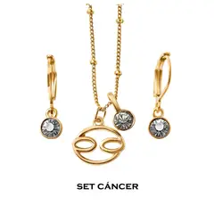 ESIKA - Set Collar + Aretes CANCER Signos Zodiacales Baño de Oro 24k y Cristales