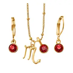 ESIKA - Set Collar + Aretes ESCORPIO Signos Zodiacales Baño de Oro 24k y Cristales