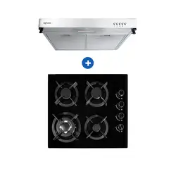 AGHASO - COMBO: ENCIMERA 4 HORNILLAS GLP + CAMPANA EXTRACTORA 60 CM