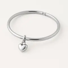 GENERICO - Pulsera Bangle Dorada Corazón Colgante Mujer Acero Inoxidable
