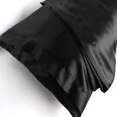 GENERICO - Set X2 Fundas de Almohada en Satin Negro Antifrizz y Suave al Tacto