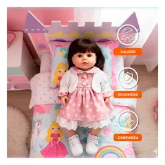 GENERICO - Vestido para Bebe de Yessy Practico con Chompa y Diseño de Corazones de Rosado