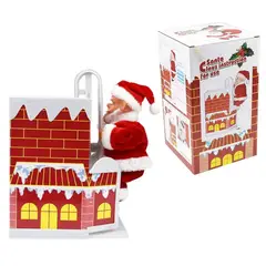 GENERICO - Papa Noel Sube y Baja Muñeco a Pilas AA de Chimenea de Color Rojo